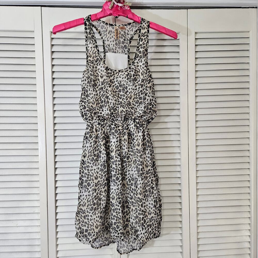 Eyeshadow Leopard Print Racerback Mini Dress Sz S Y2K Boho Indie Sleaze Festival